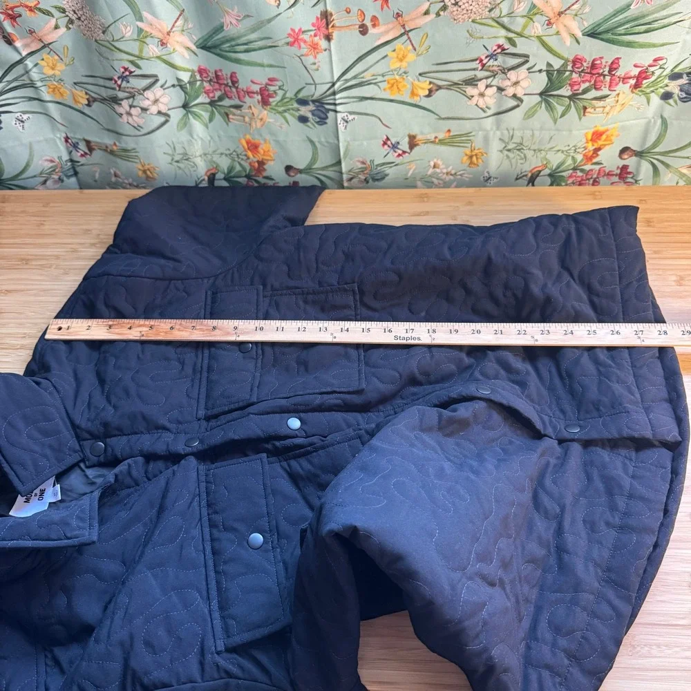 Mode of One Mens Quilted Jacket Deep Black Snap Front XL 100197726MN